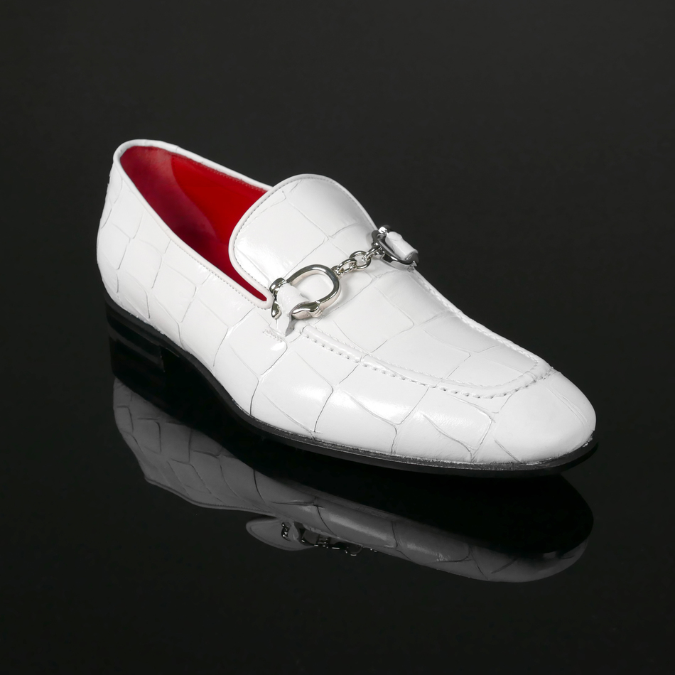 'Club Montepulciano' - White Croc Hancuff Loafer