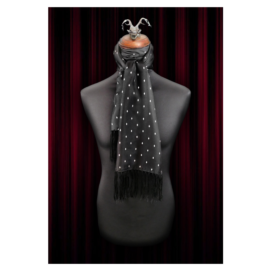 The Jewel - Black/White Diamond Silk Wool backed scarf