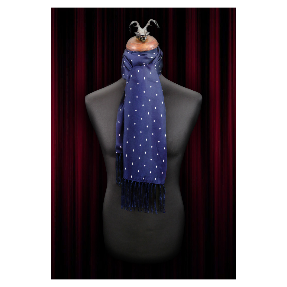 The Jewel - Navy/White Diamond Silk Wool backed scarf