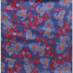 The Paisley - Navy with Red Paisley print Silk - Wool backed scarf