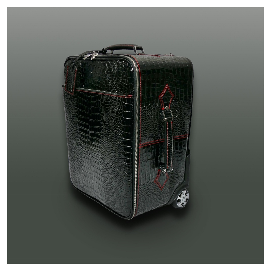 The 'Weekender' Wheeled Suitcase- Black Croc