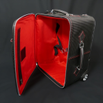 The 'Weekender' Wheeled Suitcase-  Black Pinstripe