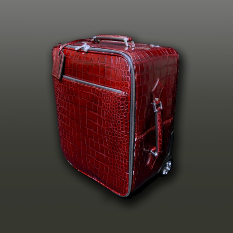The 'Weekender' Wheeled Suitcase- Burgundy Croc